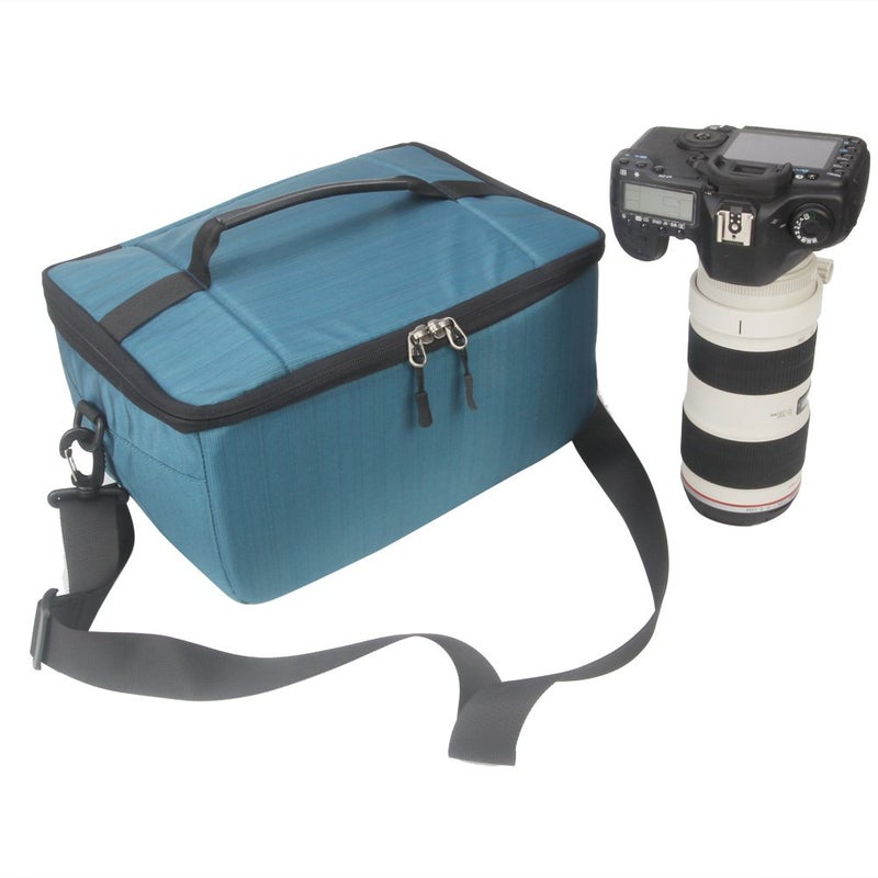 Koolertron Dslr Camera Insert Bag Purse Universal Liner Lens Pouch Partition Protective Cover Waterproof Sleeve for Cannon/Nikon/Sony (Blue) - Image 2